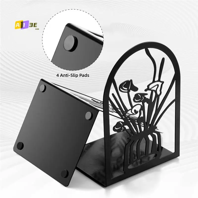 

A13E-3 пары металлических подставок для книг, концы цветочных книг для декоративных полок, стопор для книг для тяжелых книг, для домашнего офиса