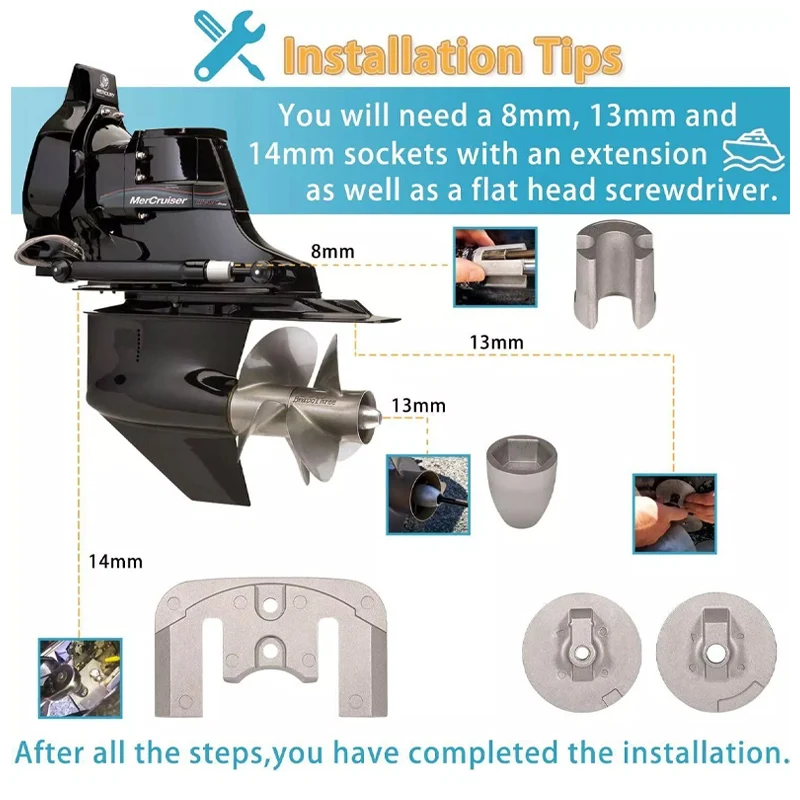 Complete Aluminum Anode Kit Compatible with 2004+ Mercruiser Bravo 3 III Drives Sterndrives Replace for CMBRAVO3KITA, 888761Q02