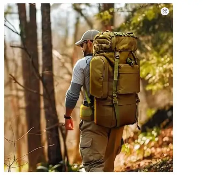 65L Large Capacity Waterproof Outdoor Hking Backpack Tactical Hunting Camping Rucksack Rain Cover Mountaineering Climbing Bags