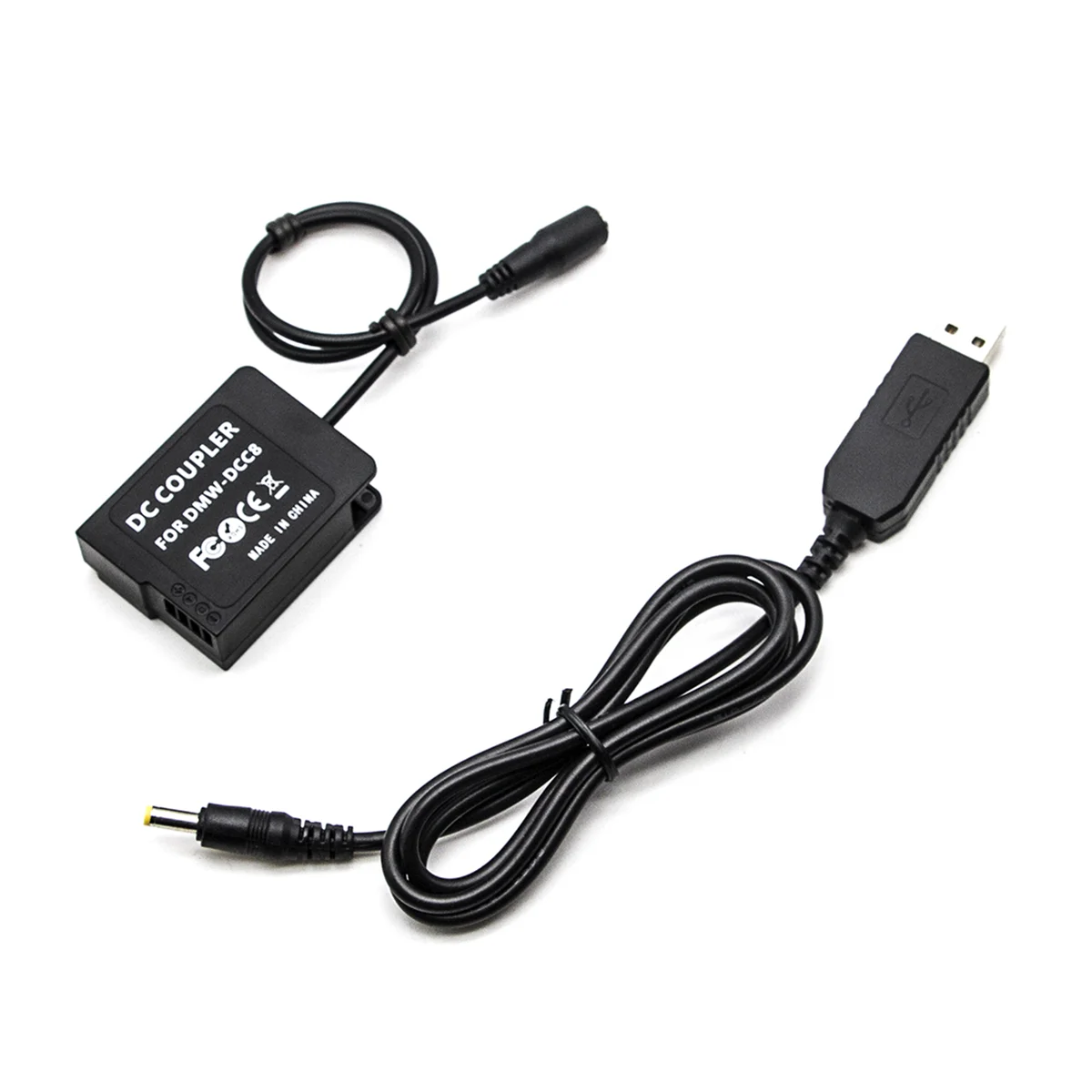 DMW-DCC8 Dummy Battery + USB Adapter Charging Cable for Panasonic Camera and Power Bank replace BLC12 BLC12E as AC8