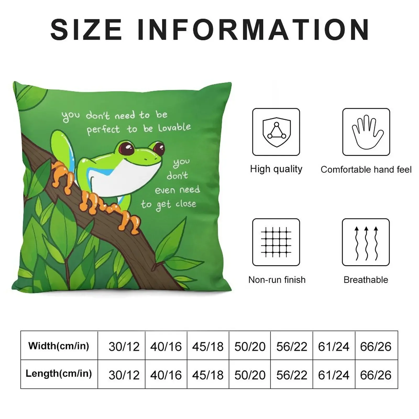 You Don't Need to Be Perfect to Be Lovable Tree Frog Throw Pillow Elastic Cover For Sofa Christmas Covers For Cushions pillow