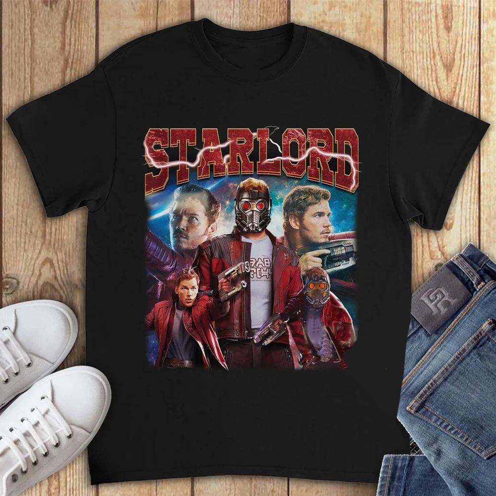Camiseta Unisex de cómic Vintage Star-lord Guardianes of the Galaxy, camiseta con cuello redondo para hombres, mujeres y niños, camiseta de manga corta para niños pequeños