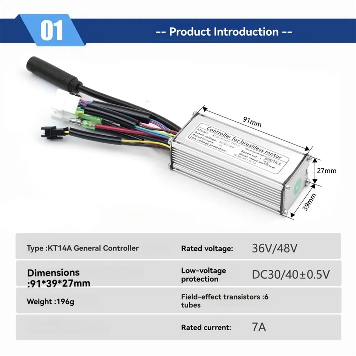 

(AD10) Электронный контроллер для электровелосипеда KT-14A 36/48В, 6-трубочный синусоидальный контроллер с разъемом SM для переоборудования электровелосипеда под мотор, для дисплея KT LCD