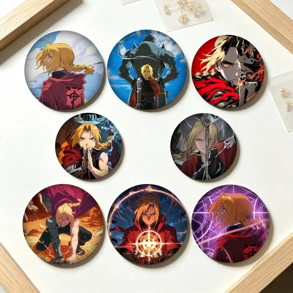 E-Edward Elric F-Fullmetal Alchemist  25 32 44 58 75mm Badges Personalized Round Brooches Pins Accessory Gift
