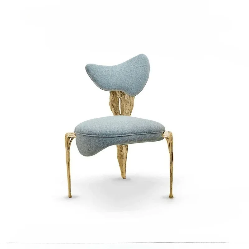 قماش نحاسي فاخر، كرسي طعام، فيلا راقية مصممة، مطعم منزلي، مسند ظهر فني شخصي، كرسي ترفيهي #1