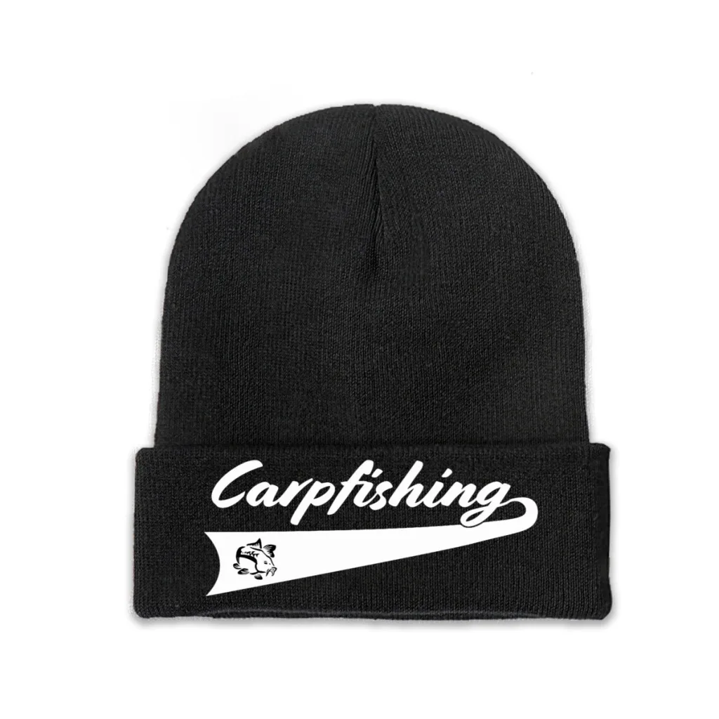 Carp Fishing Fisher Skullies Beanies Caps Logo Knitted Winter Warm Bonnet Hats Unisex Ski Cap