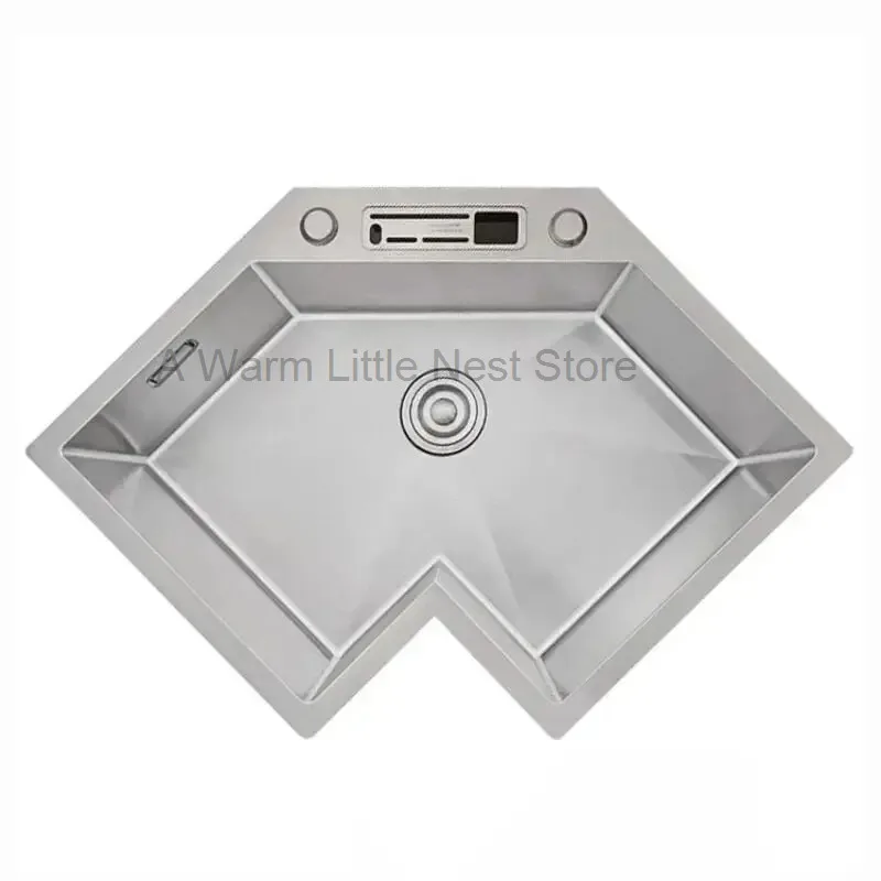 

L-shaped Stainless Steel Corner Kitchen Sinks Nordic Small Apartment Special Washing Sink Large Single Sink Kitchen Accessories