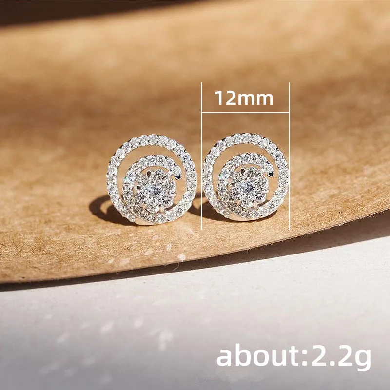 Huitan Round Circle Shaped Stud Earrings Transparent Cubic Zirconia Dazzling Women\'s Ear Piercing Earrings Statement Jewelry Hot