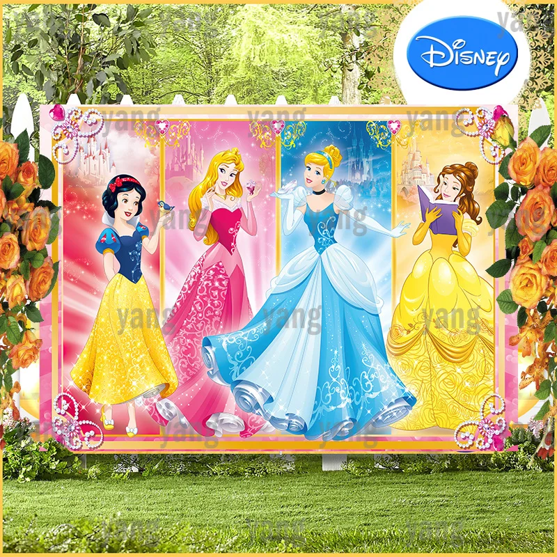 

Disney Magic Cards Background Backdrop Cartoon Princess Cinderella Snow White Belle Birthday Party Banner Decoration Photo Shoot