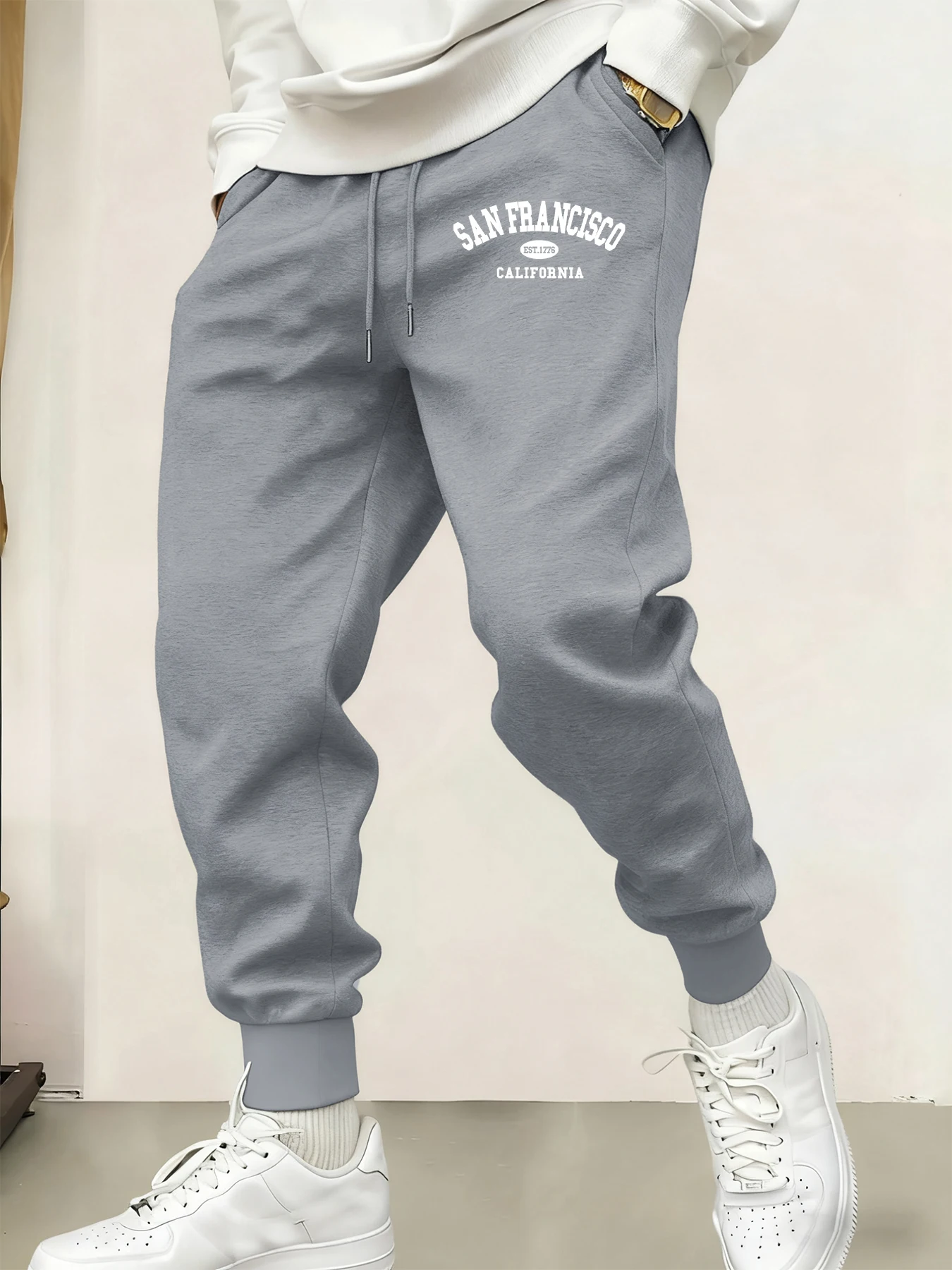 

Sanfrancisco Est.1776 California Letter Printing Man Sweatpants Fashion Hip Hop Trousers Trendy Pants Casual Fleece Pant