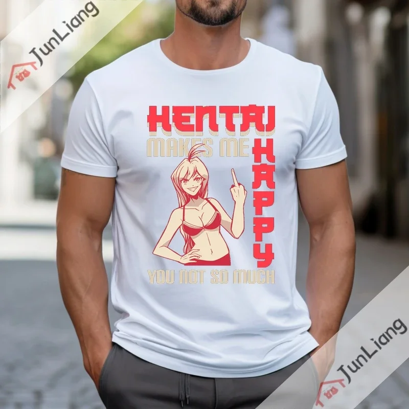 Sexy Girl Manga Hentai Makes Me Happy T-shirt Streetwear Men's T-shirts Y2k Short Sleeve Tee Graphic Clothing Anime Funny Tops