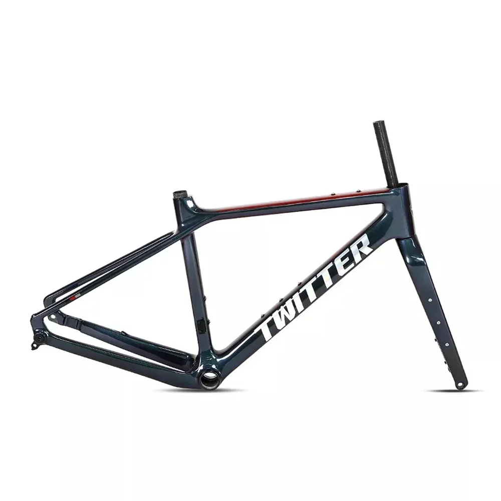 TWITTER Carbon gravel frame 700C*40C tire all internal cables thru axle disc brake 12*142mm bike frameset T1000 road bike frame