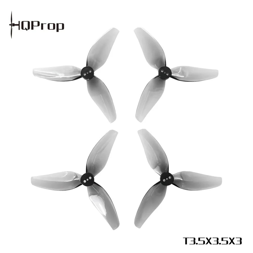 HQProp T3.5x3.5x3 Hélice de PC gris 12CW + 12CCW Eje de 1,5 mm para Dron de carreras con visión en primera persona - RC de poli carbonato duradero