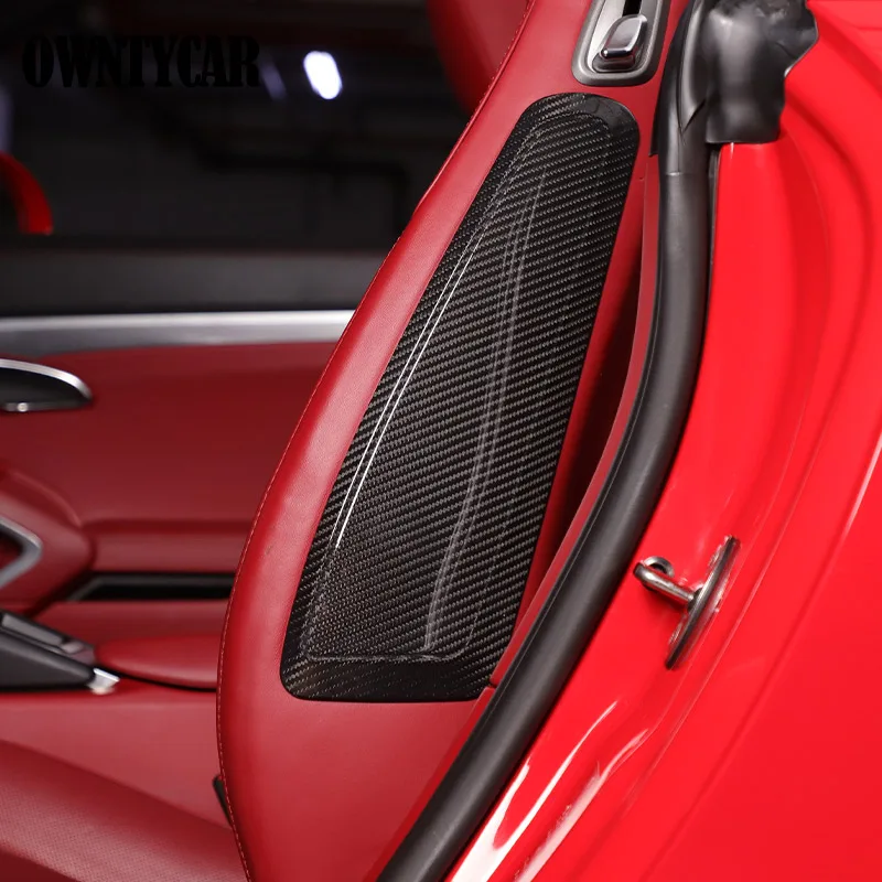 ألياف الكربون الحقيقية لبورشه 718/911 2013-2021 الملحقات الداخلية مقعد الجانب لوحة الكسوة مقعد مقبض الغطاء الواقي ملصق #4