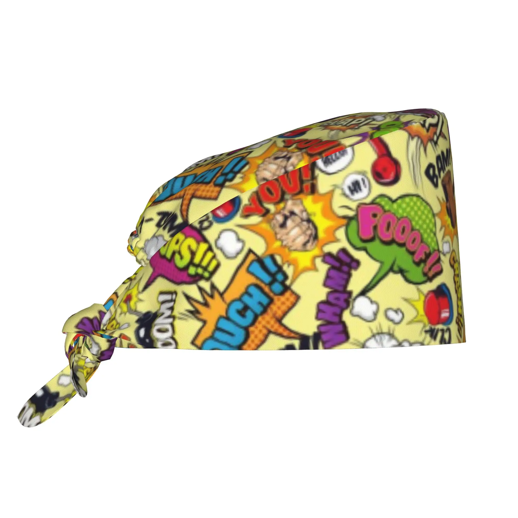 Custom Comic Book Breathable Nursing Work Cap Surgical Scrub Caps Unisex Nursing Hair Hats  Work Scrubs Hat for Medical Surgical