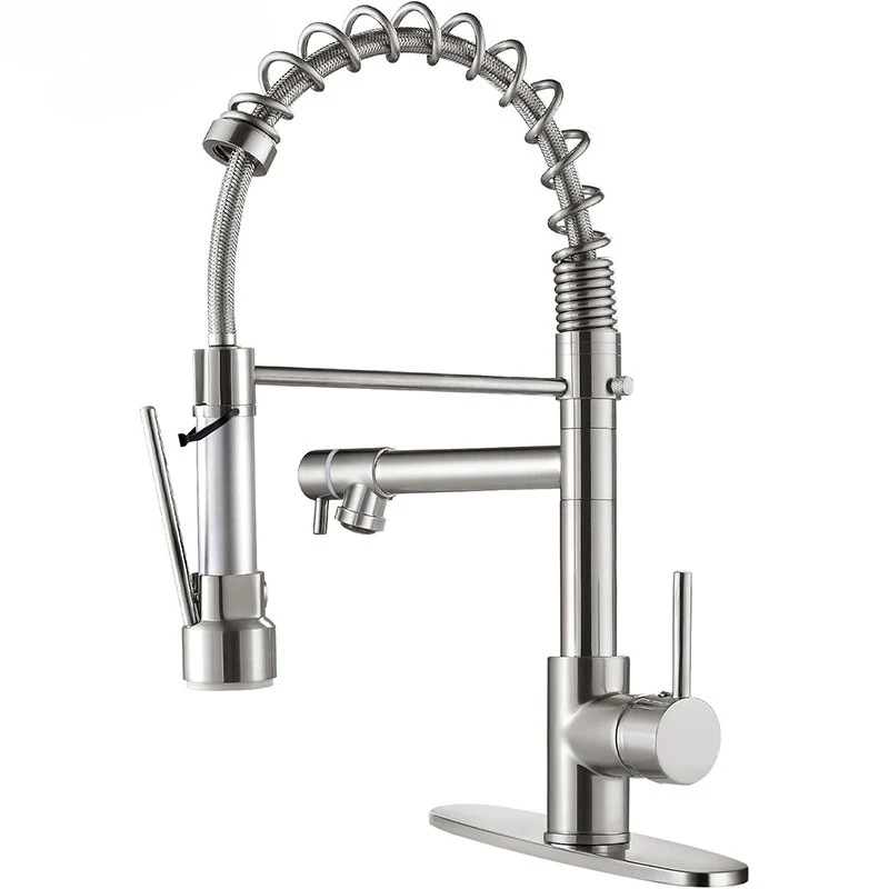

Смеситель для кухни с пружинной тягой, двойная горячая и холодная вода, овощная раковина, смеситель