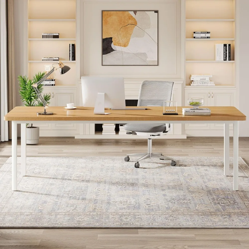 79-Inch Long Computer Desk for 2 People, Modern Wood Executive Office Desk, Long Work Desk for Home Office