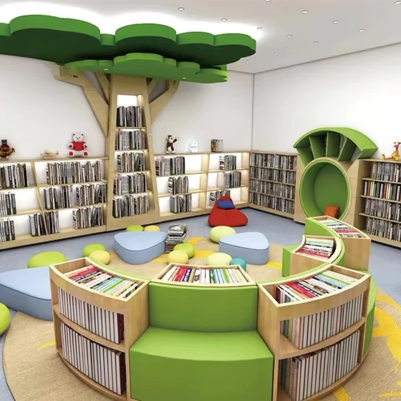 Muebles de madera Montessori para guardería, isla de lectura moderna, juego de sofás de lectura para niños en edad preescolar, biblioteca para niños, sala de lectura