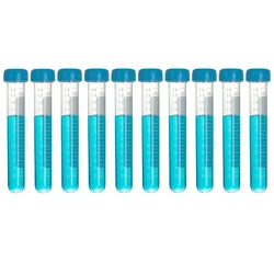 10 Pieces Plastic Scale Spiral Blue Lid Round Bottom Centrifuge Tube Container Science Laboratory Analysis Test Tube 15ML