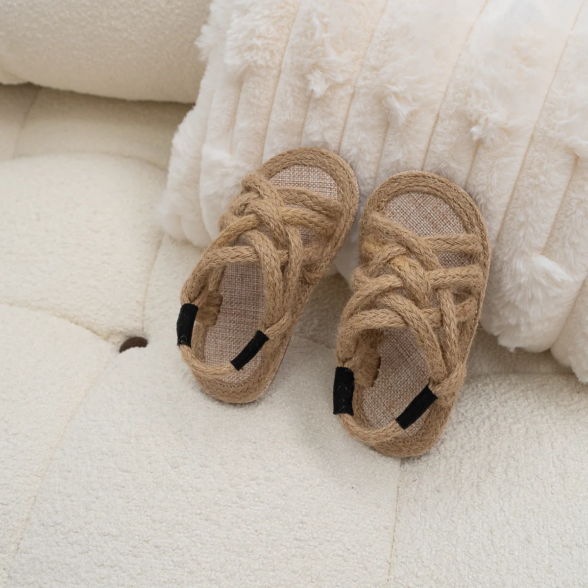 Children'S Hemp Rope Sandals Baby Vacation Open Toe Sandal Slippers