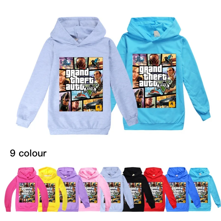 2-16Y New Fashion Grand Theft Auto T Shirt Gta 5 Game Girls Hoodies Children Hoodie Kids Sweatshirts Unisex Boys Jumper Coat