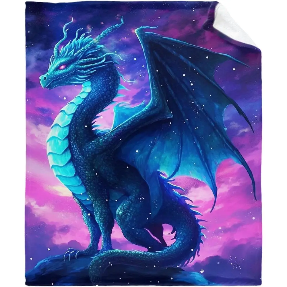 

Плед с узором в виде синего дракона, 90x120 дюймов, идеально подходит для дивана и семейных встреч.