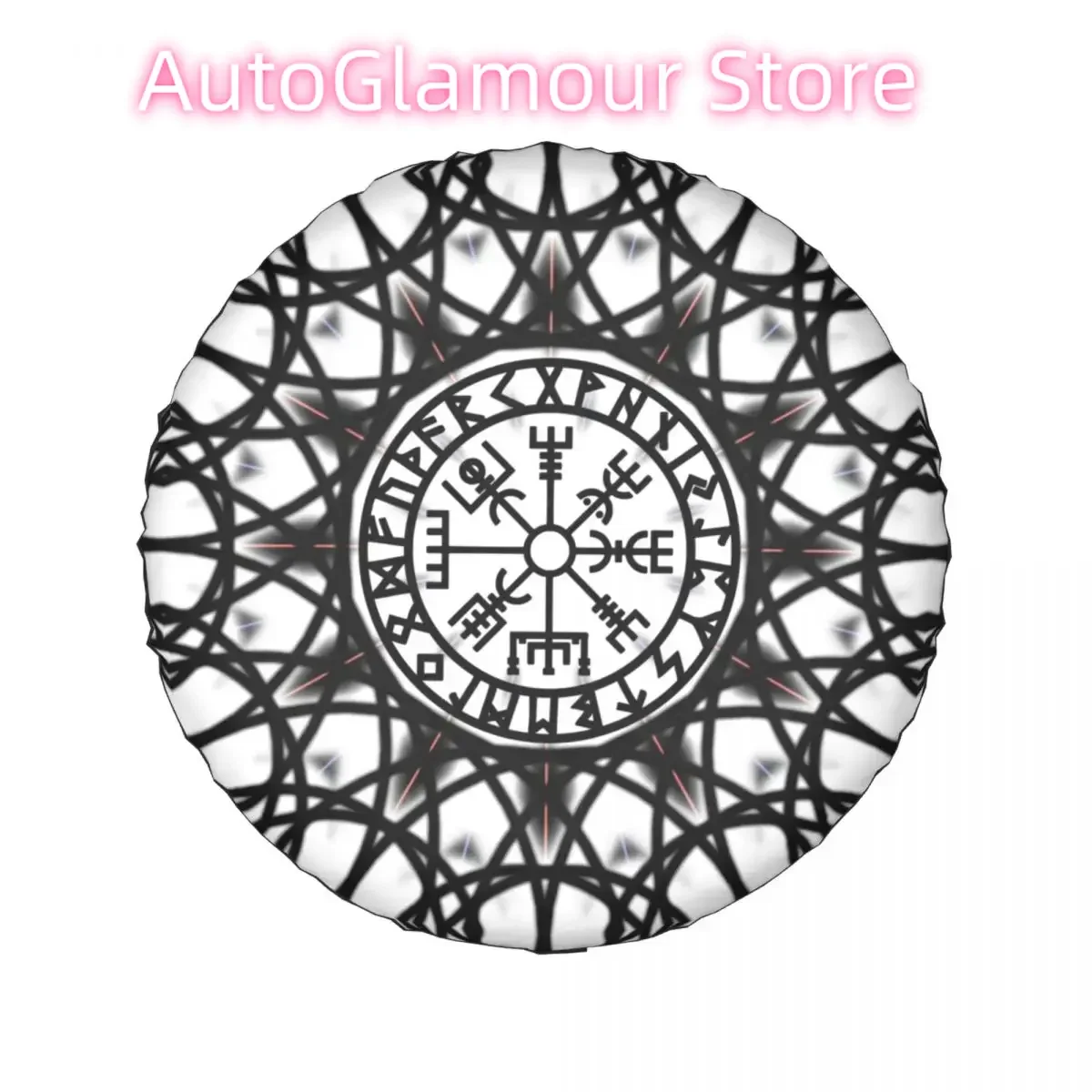 Vegvisir Futhark Runes Compass Vikings Spare Tire Cover for Jeep Pajero Viking Valhalla Car Wheel Protectors 14