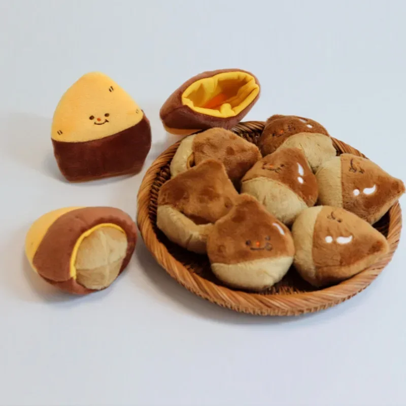 Ins Sweet Potato Chestnut Pet Dog Toy Hide Food Stuffed Toy Squeaky Interactive Toy Simulated Chestnut Birthday Gifts