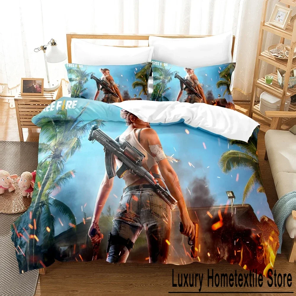 Free Fire Game Battlegrounds Bedding Set Boys Girls Twin Queen Size Duvet Cover Pillowcase Bed Kids Adult Home Textileextile