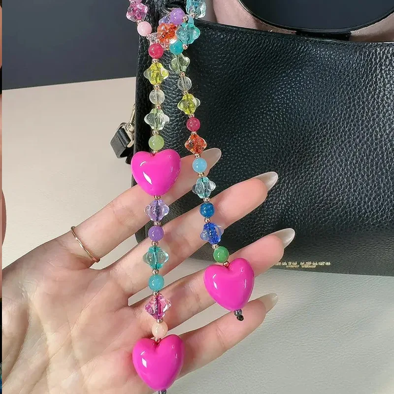 

Y2K брелок из смолы, бусины, струны, украшение в виде сердца, кулон, сумка, очаровательные аксессуары, орнамент, подарок для женщин и девочек