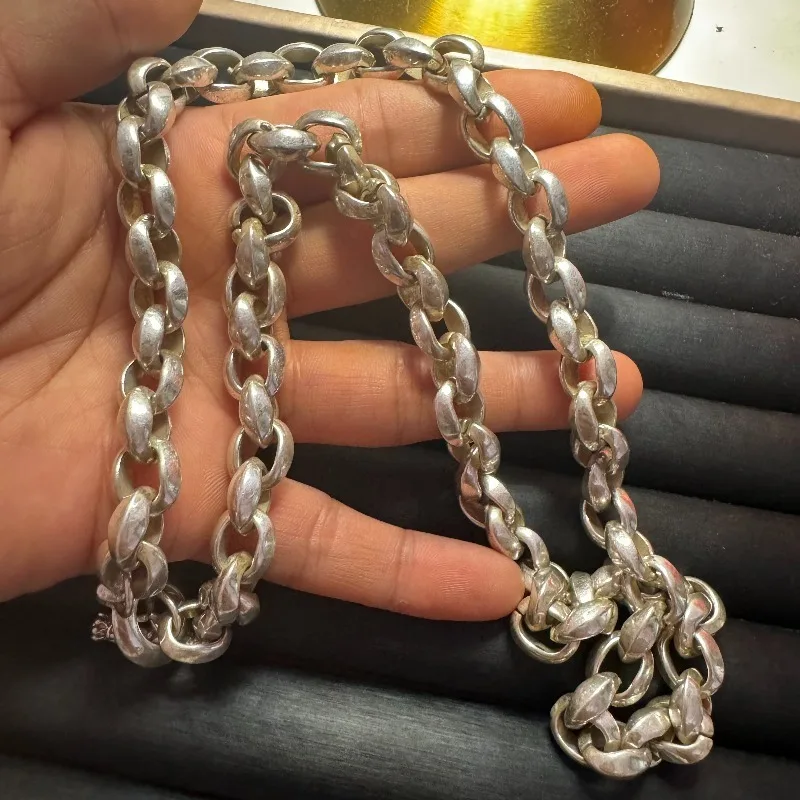 2026 New S925 Silver Men's Necklace, Bold Geometric Styling, Premium Texture Design, Trendy Retro Fashion Jewelry for Men