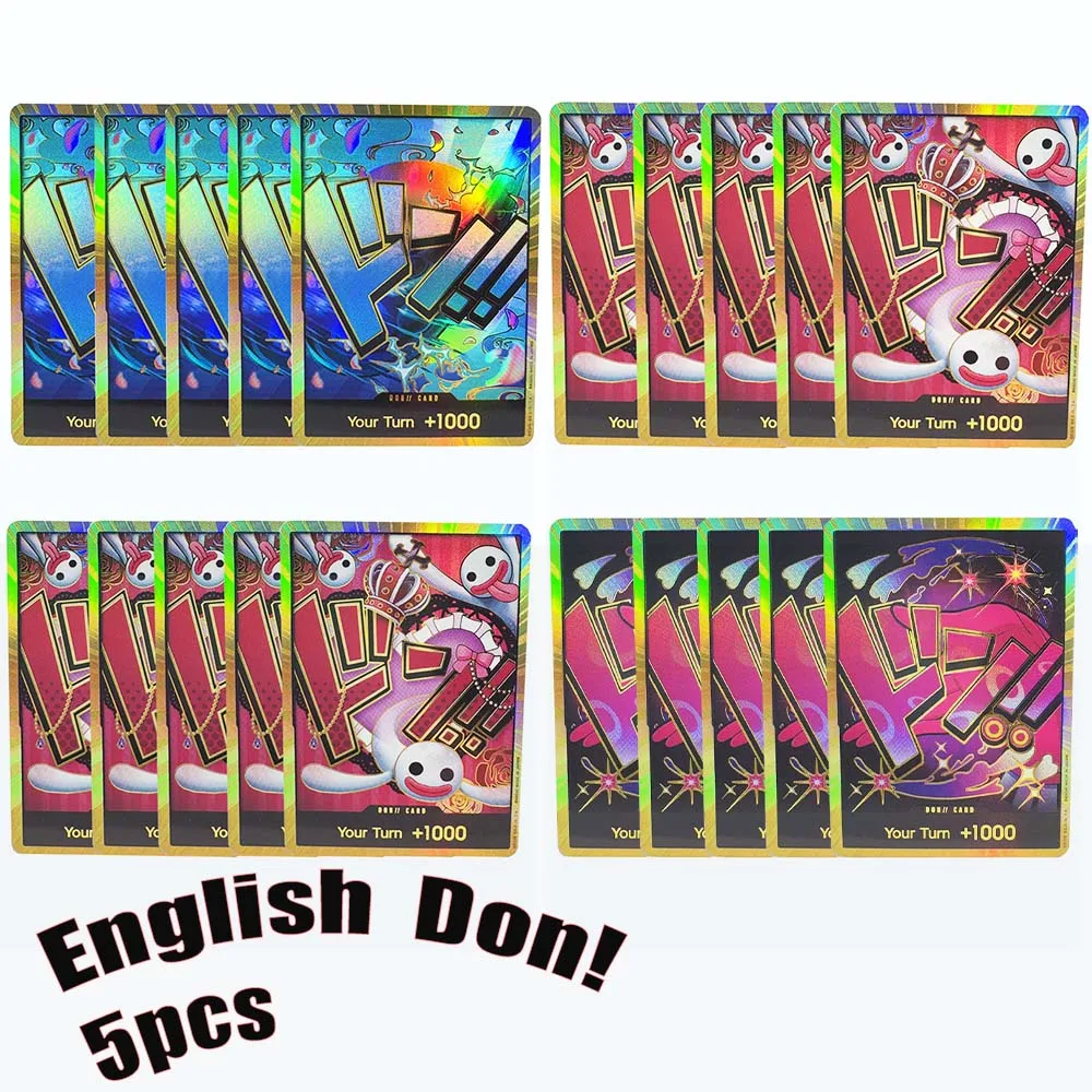 

5PCS One Piece English Version Gold DON!!! Collection Cards The Best PRB-01 Zoro Ace FOIL NM Refraction Flash Toy Gifts OPCG
