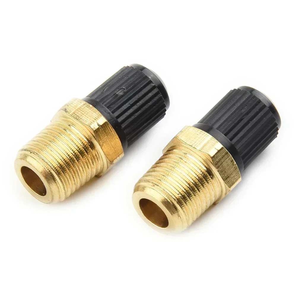 2pcs 1/8 Inch NPT Solid Brass Air Compressor Tank Fill Valve Anti-rust Hexagonal Valves W/ Installed Core Black Plastic Cap