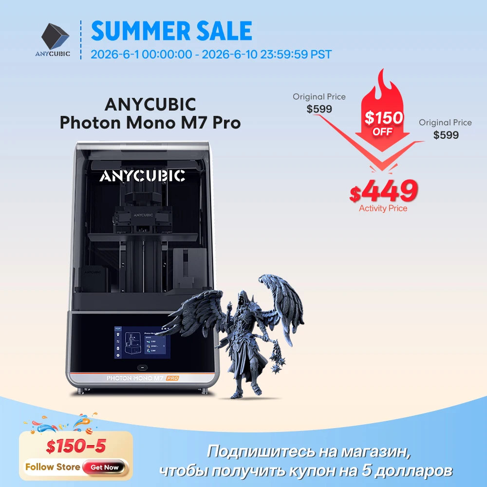 ANYCUBIC Photon Mono M7 Pro 14K Velocità fino a 170 mm/h Stampa Mono MSLA Stampante 3D Stampante 3D in resina LCD da 10.1 '' Dimensioni 223*126*230m
