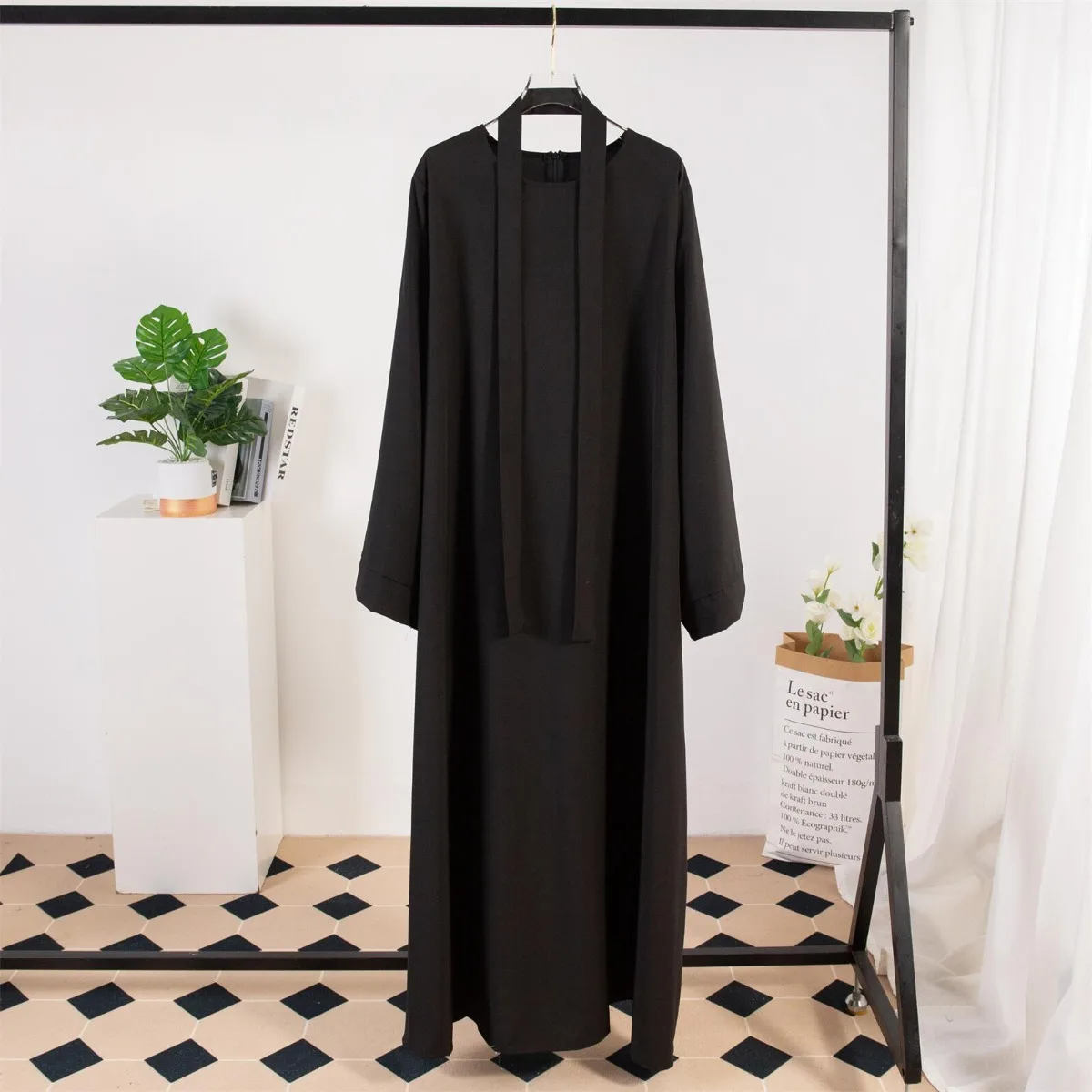 Muslim Abayas Women Kaftans Long Maxi Prayer Dress with Belt Full Sleeve Islamic Clothing Women Jilbabs Ramadan Dresses