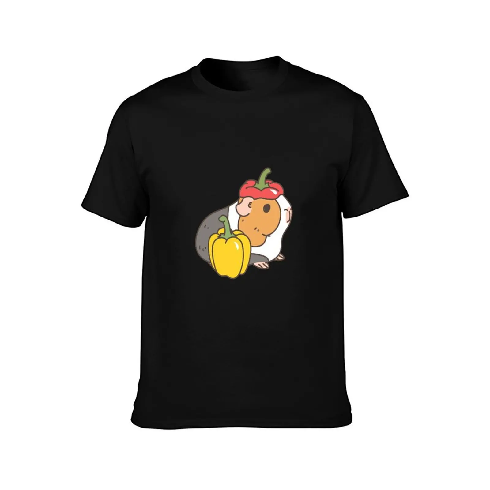 Bell pepper cherry tomatoes and Guinea pigs pattern T-Shirt Summer Casual Cotton Tee Oversized Streetwear Tops 100% Cotton