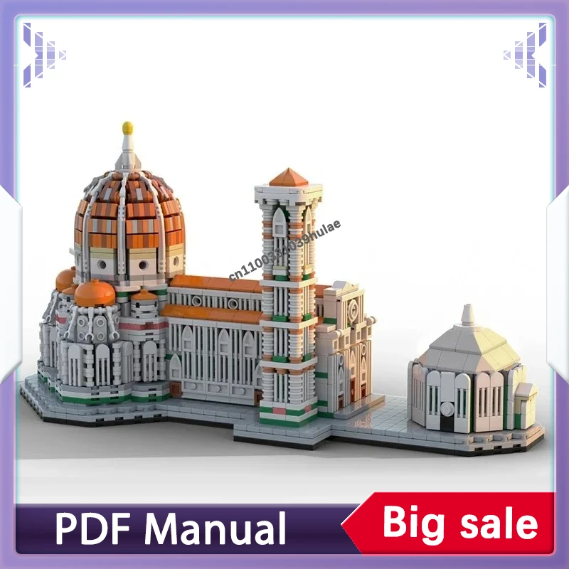 

Набор строительных блоков 1:800 MOC: Знаковый собор Санта-Мария-дель-Фьоре, знаменитая архитектура, уличная сцена, сборные игрушки, подарки