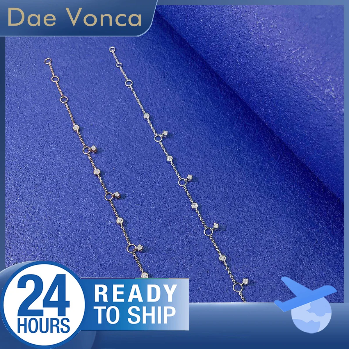 18K White/Rose Gold Lab Grown Diamond Bracelet Round Total 0.23CT Spacer Shaped Lab Diamond Bracelet Gift for Valentine's Day