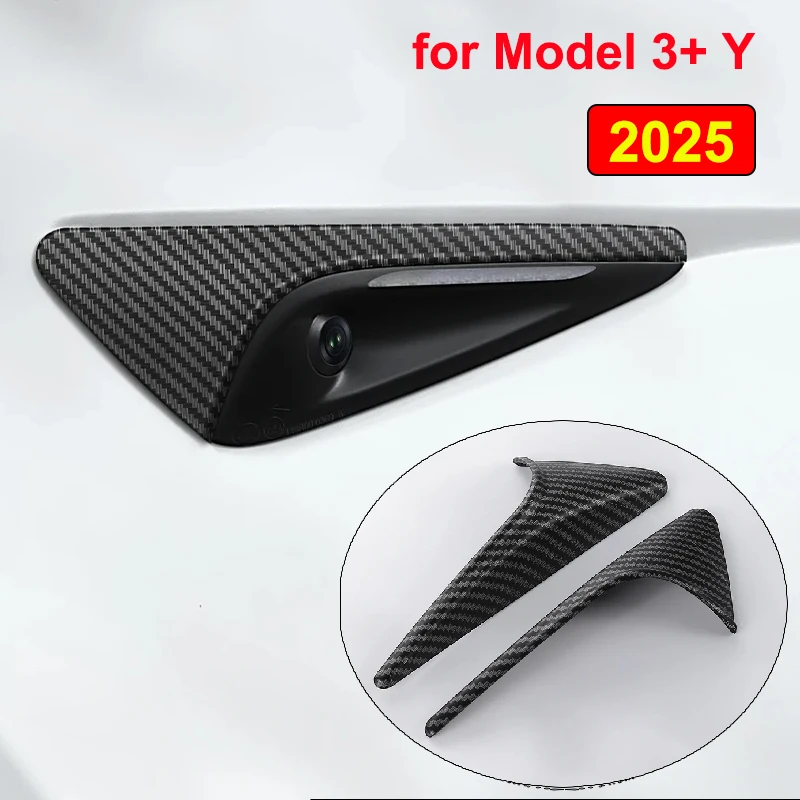 Für Tesla Modell 3 Y Highland Juniper 2025 Seite Kamera Abdeckung Schutz Blatt Bord Aufkleber ABS Carbon Faser Muster Zubehör