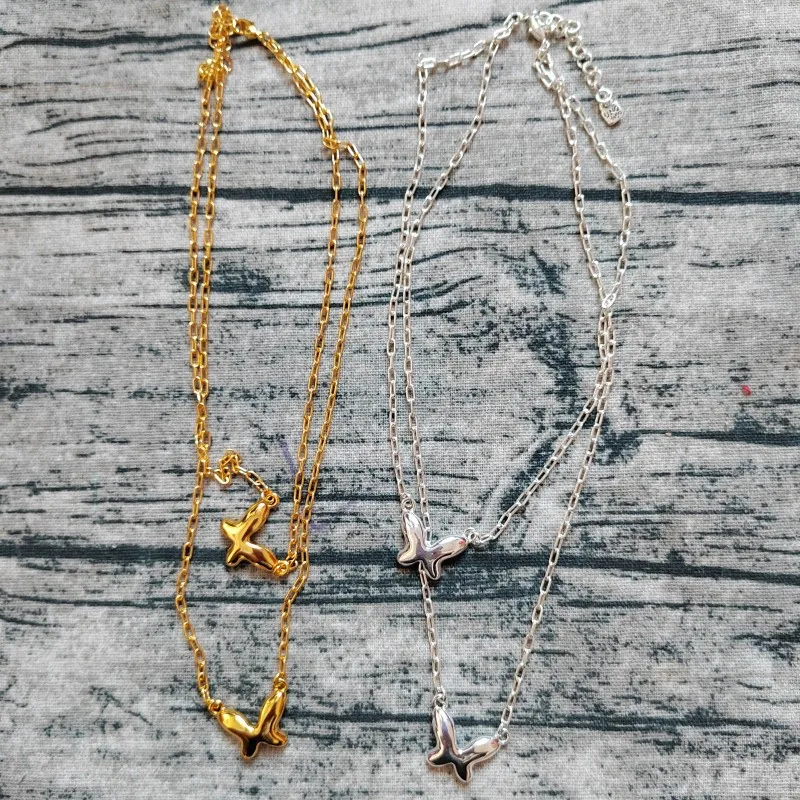 

2026 new niche design fashionable double-layer butterfly necklace daily matching