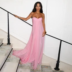 Elegance Pink Silk Evening Maxi Dress Sweetheart Floor Length Celebrity Party Dresses 2025 Formal Event Dress Prom Gown Custom