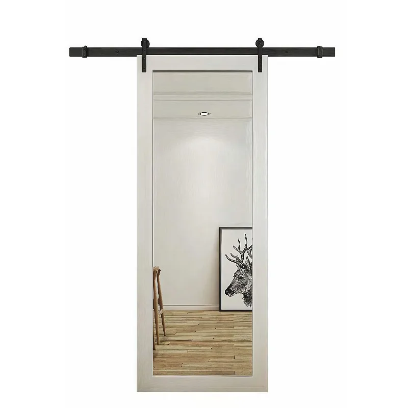 American modern custom indoor solid wood sliding barn door double-layer tempered glass insulated living room door