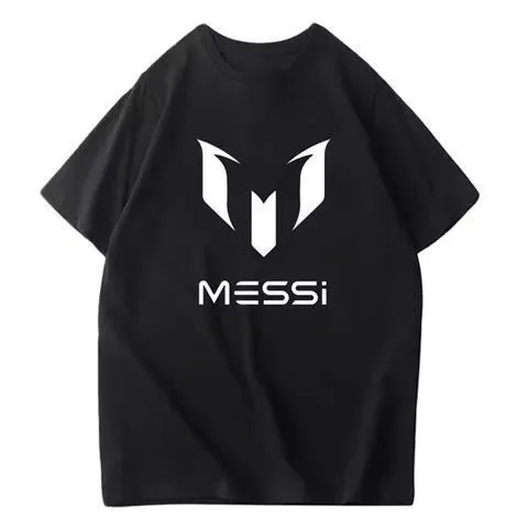Football Messi Barcelona Messi T-shirt Short Sleeve Fans Pure Cotton Loose Sports Half Sleeve Men's and Women's T-shirt Sleeve