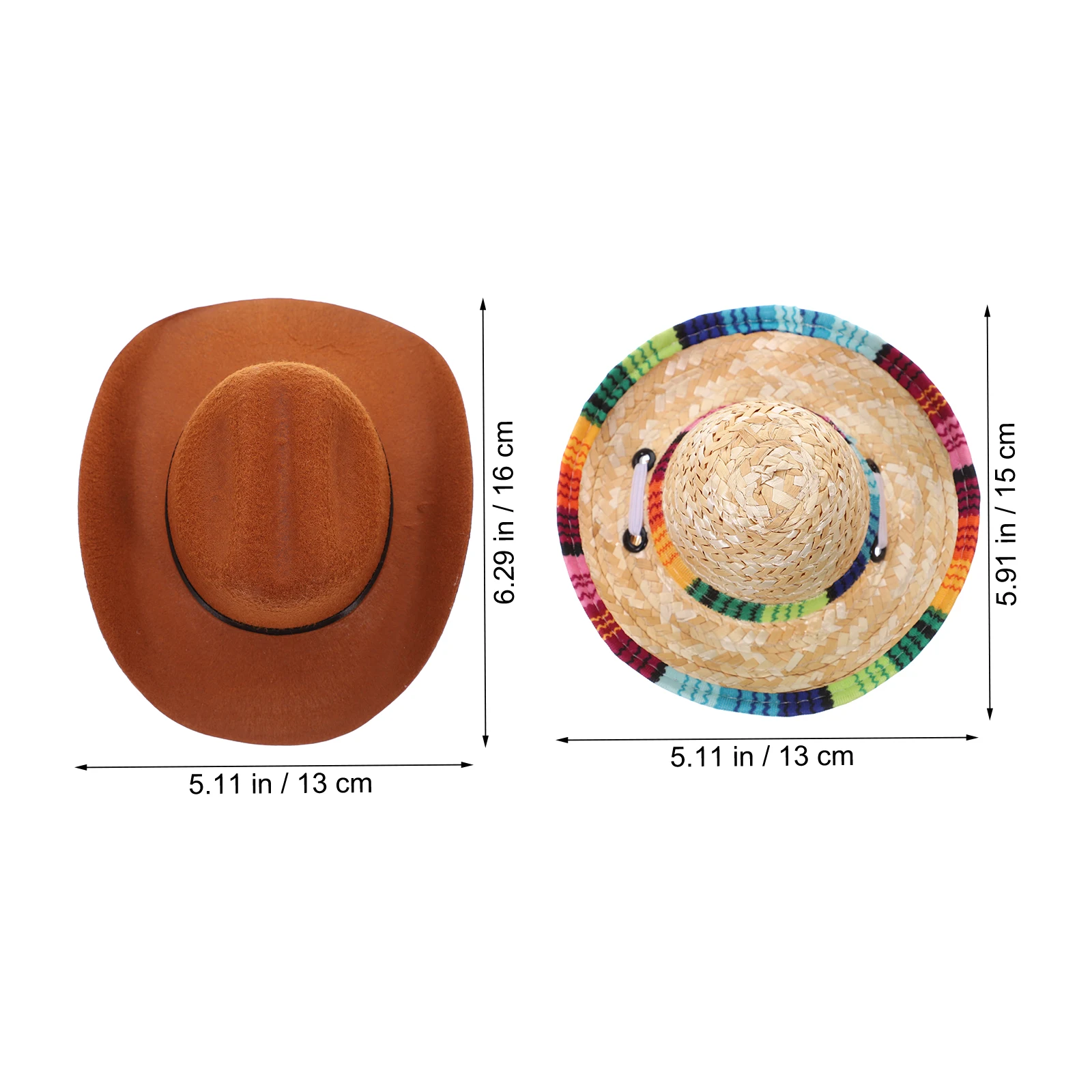 

2pcs Pet Cowboy Hat Straw Dog Hats Small Dogs Accessories Cotton Brim Fashion Comfortable Safe Pet Supplies Dog Headwear