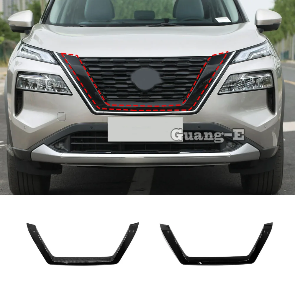 

For Nissan X-trail Xtrail Rogue T33 2021 2022 2023 2024 2025 Car ABS Trim Front Up Head Grid Grill Grille Panel Sticker Frame