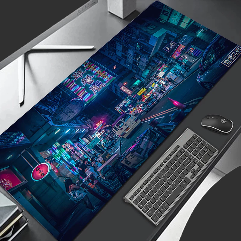 Large Gaming Mousepad XXL Keyboard Gamer Mouse Pad on The Table Speed Desk Mat Anime Beautiful Urban landscape Mouse Mats
