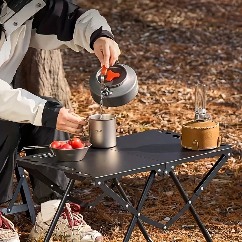 

1pc Lightweight Folding Picnic Table, Camping Folding Table for Practical Use Outdoors, Space-Saving Design, High Load Capacity