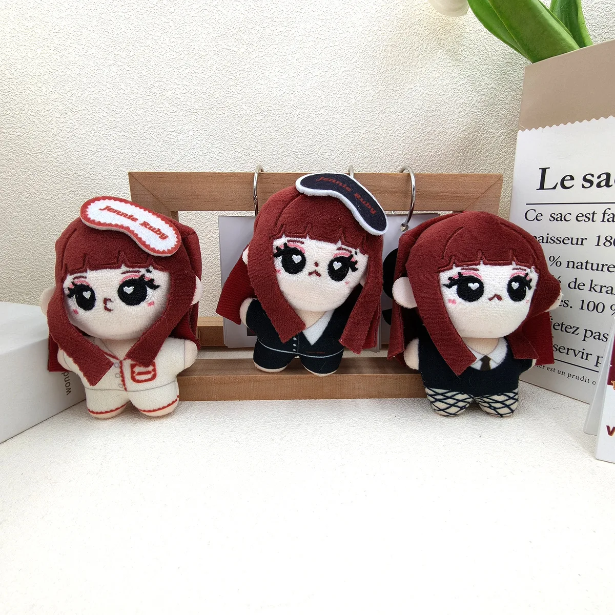 Ruby Red Hair Jenny Cartoon Plush Keychain Cute Girl Stuffed Doll Pendant Backpack Bag Charm Gift