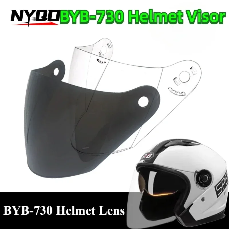 BYB 730 Helmet Visor & Holder Base Windshield Sunscreen Mask Motorcycle Scooter Half Helm Lens Accessory Casco Para Moto