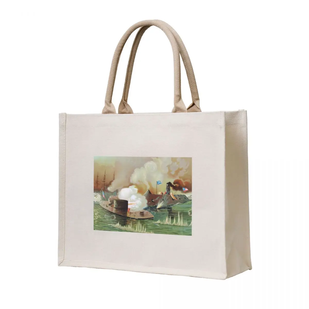 

Battle Of The Monitor and Merrimac Lithograph Tote Bag tote bag custom tote bag men's great
